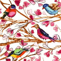 Michael Miller bird fabric Wing Song flower branch - Animal Fabric ...