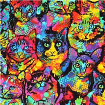 colourful paint cats animal fabric Timeless Treasures USA 200405 1