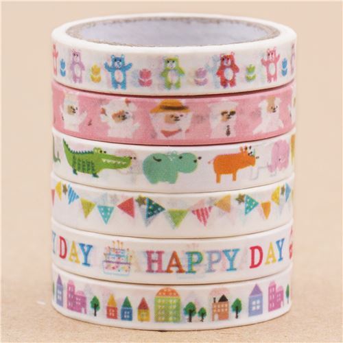 slim colorful party home animal mt decoration Tape deco tape 6pcs